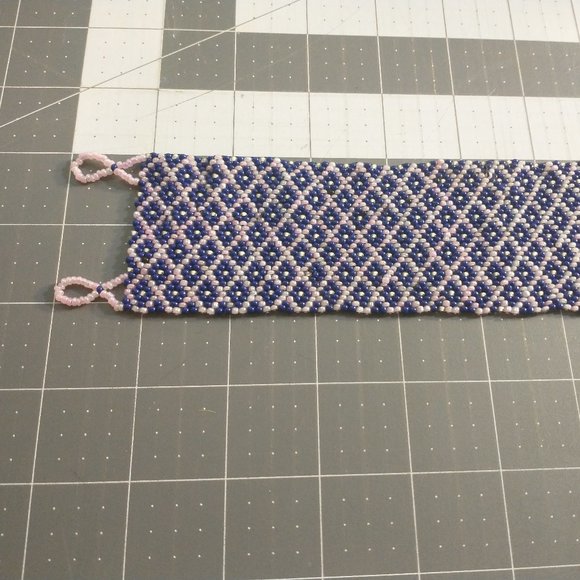 Woven beaded bracelet blue and pink - Picture 1 of 6